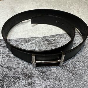 Men's Black Hermes Leather Belt